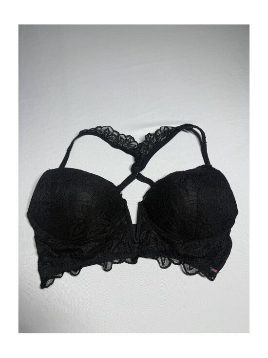 PINK Victoria's Secret Other - Victoria's Secret PINK Date Push Up Plunge Black Lace Bra Size L